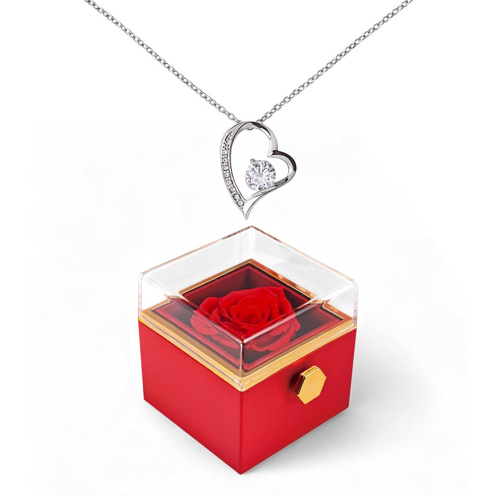 Rose Necklace Gift Box – Beautiful Holiday Jewelry Box Gift for Her