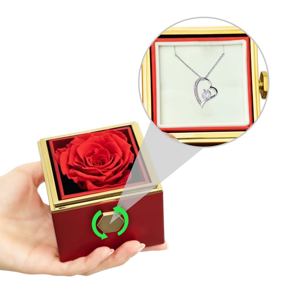 Rose Necklace Gift Box – Beautiful Holiday Jewelry Box Gift for Her