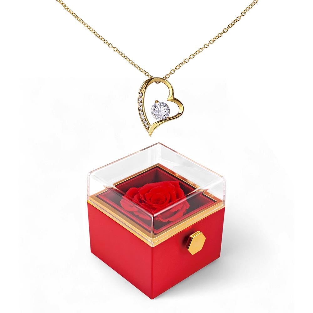 Rose Necklace Gift Box – Beautiful Holiday Jewelry Box Gift for Her