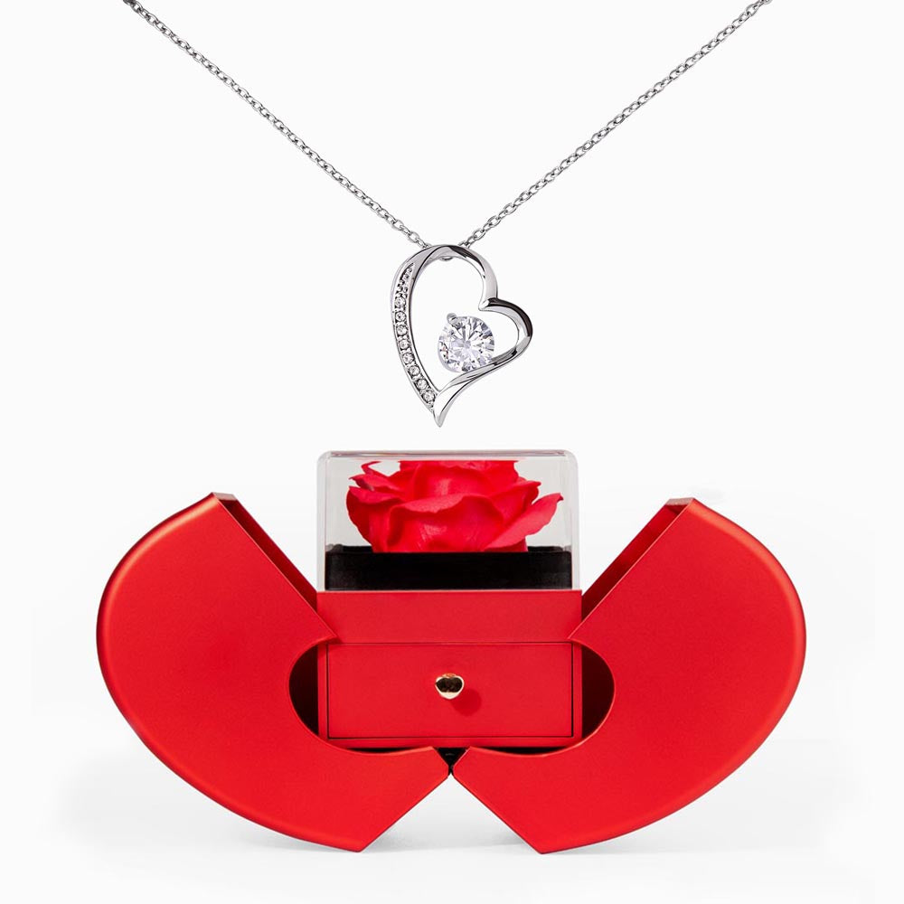 Luxury Rose & Heart Necklace Gift Box – Perfect Romantic Jewelry Box Gift for Her