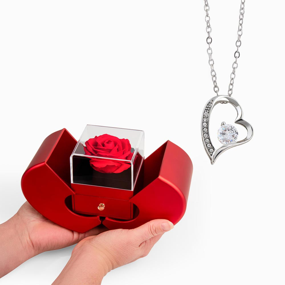 Luxury Rose & Heart Necklace Gift Box – Perfect Romantic Jewelry Box Gift for Her
