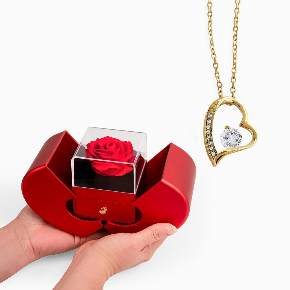 Luxury Rose & Heart Necklace Gift Box – Perfect Romantic Jewelry Box Gift for Her