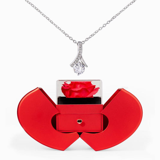 Alluring Beauty Necklace with Red Rose Gift Box