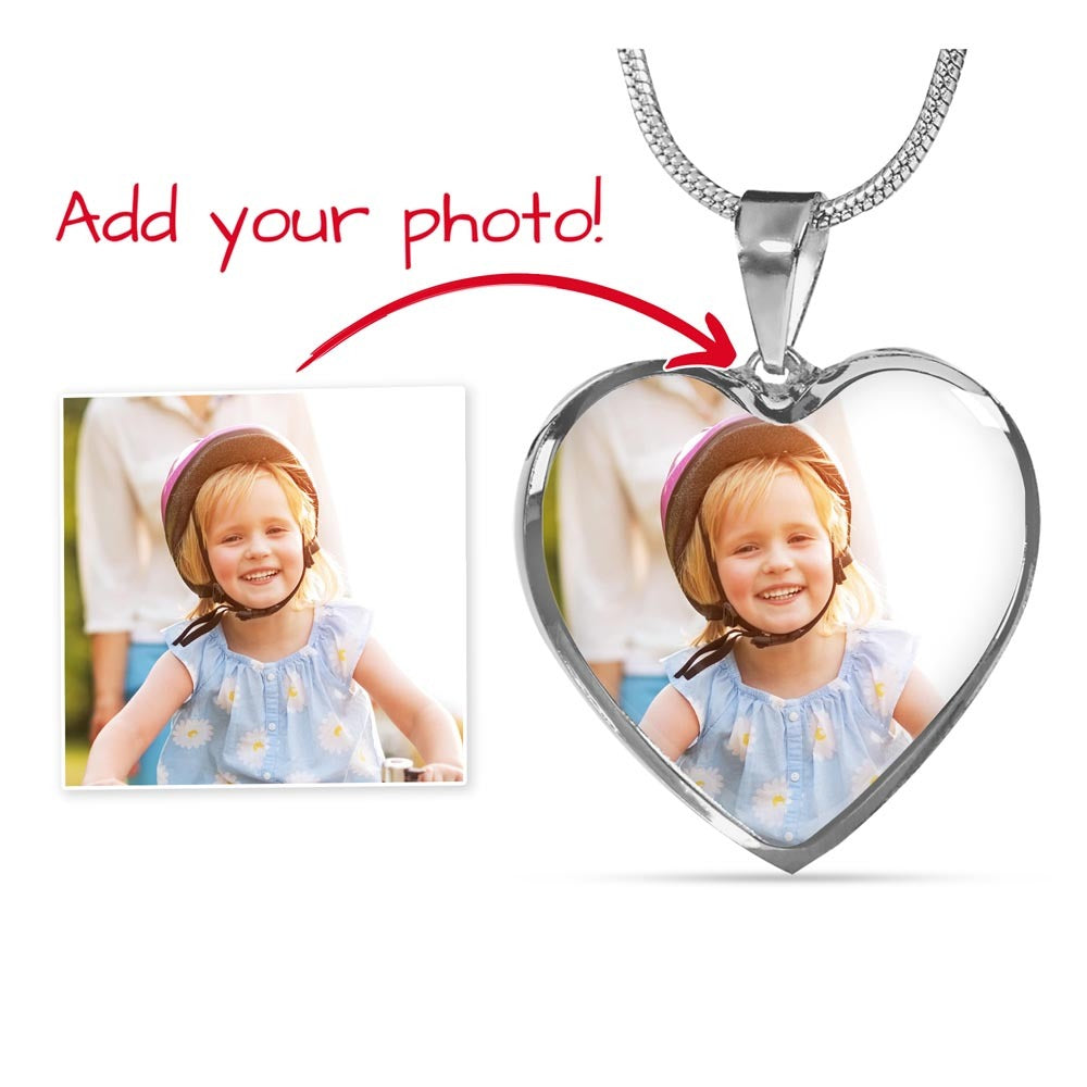 Custom Photo Heart Necklace with Engraving | Personalized Gift for Her