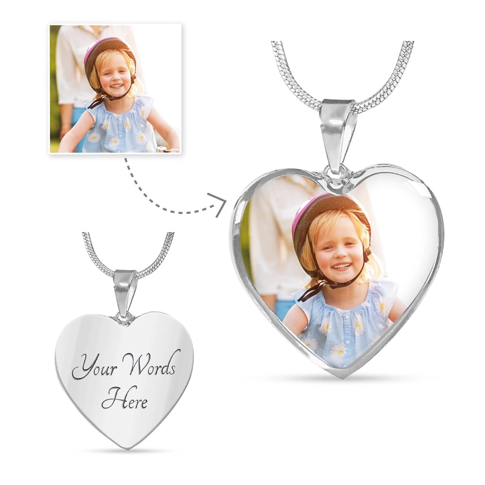 Custom Photo Heart Necklace with Engraving | Personalized Gift for Her