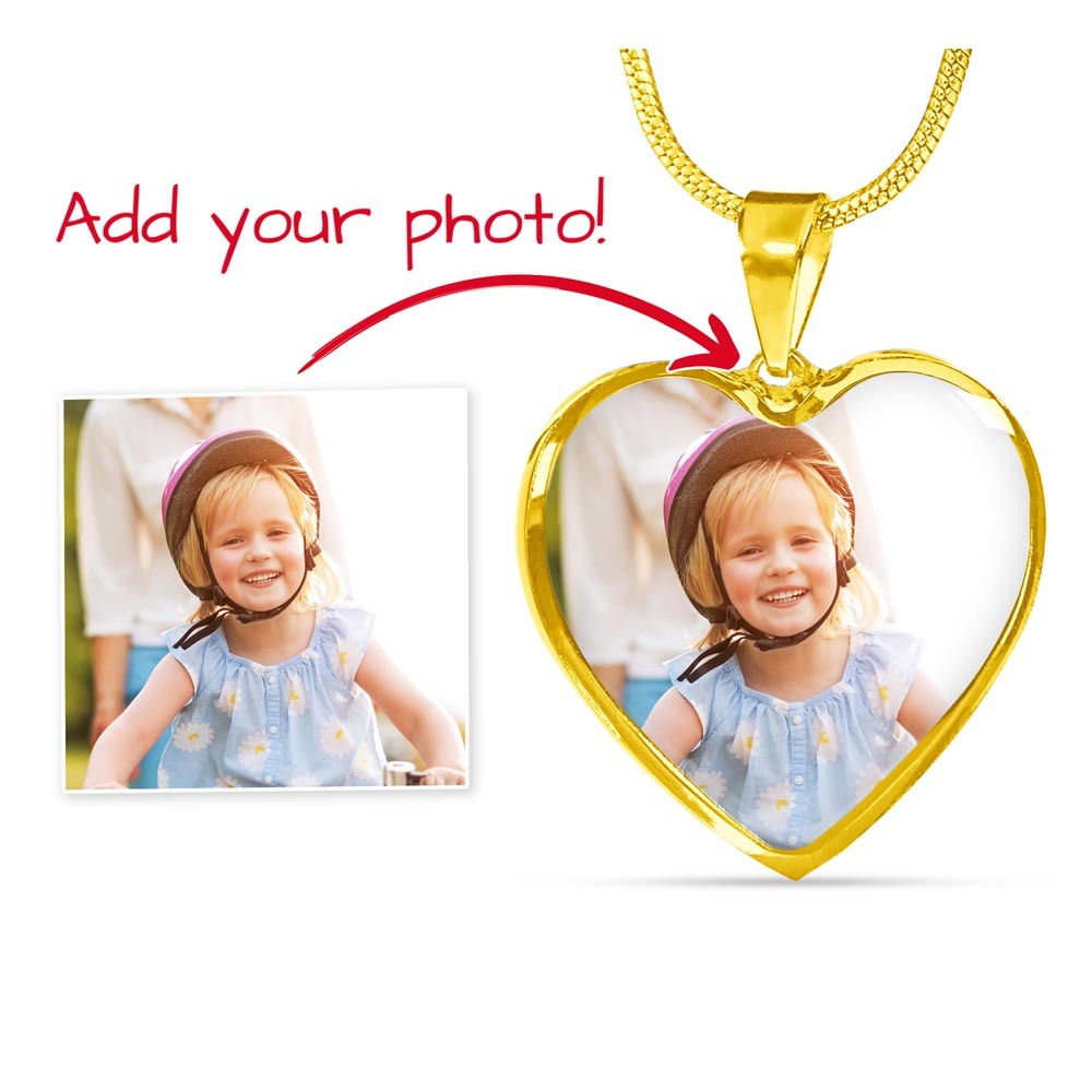 Custom Photo Heart Necklace with Engraving | Personalized Gift for Her