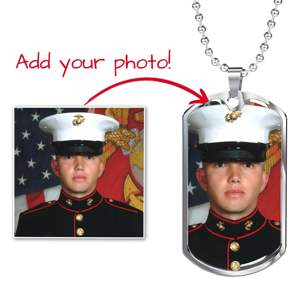 Custom Photo Dog Tag Necklace | Personalized Engraved Pendant for Him