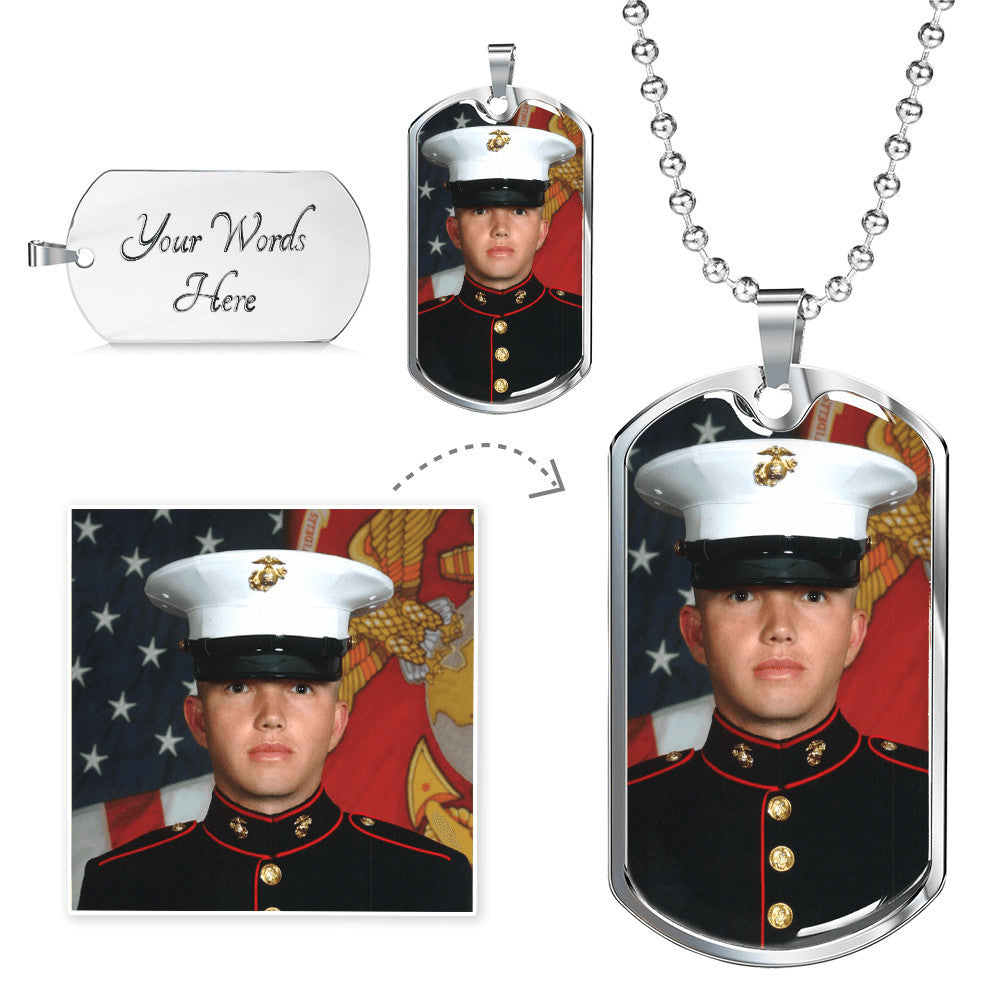 Custom Photo Dog Tag Necklace | Personalized Engraved Pendant for Him