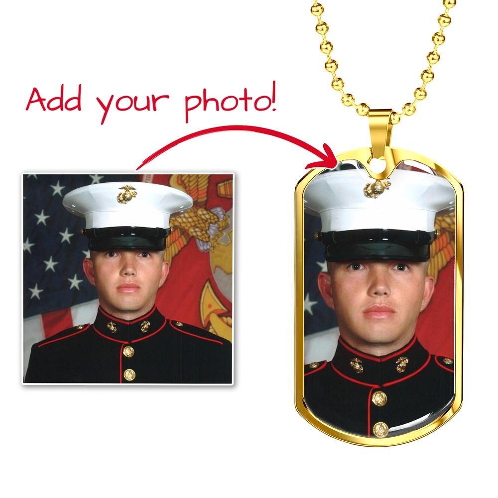 Custom Photo Dog Tag Necklace | Personalized Engraved Pendant for Him