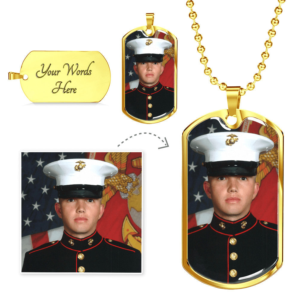 Custom Photo Dog Tag Necklace | Personalized Engraved Pendant for Him